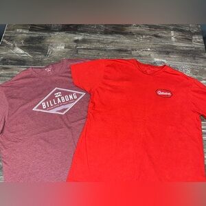 Billabong Quiksilver Tee Bundle XL Red Surf Skate Graphic Shirts